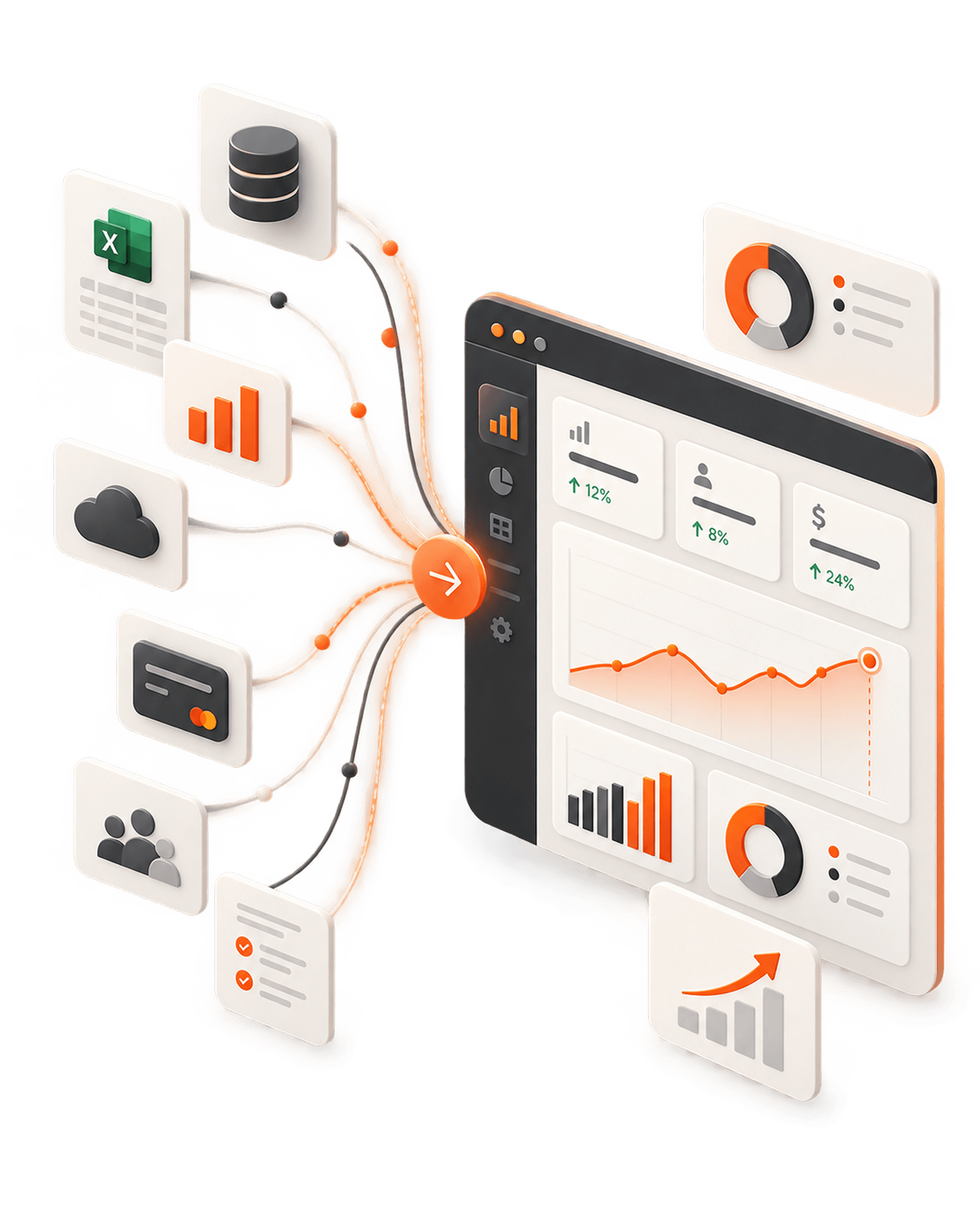 Business reporting dashboard displayed on a mobile device