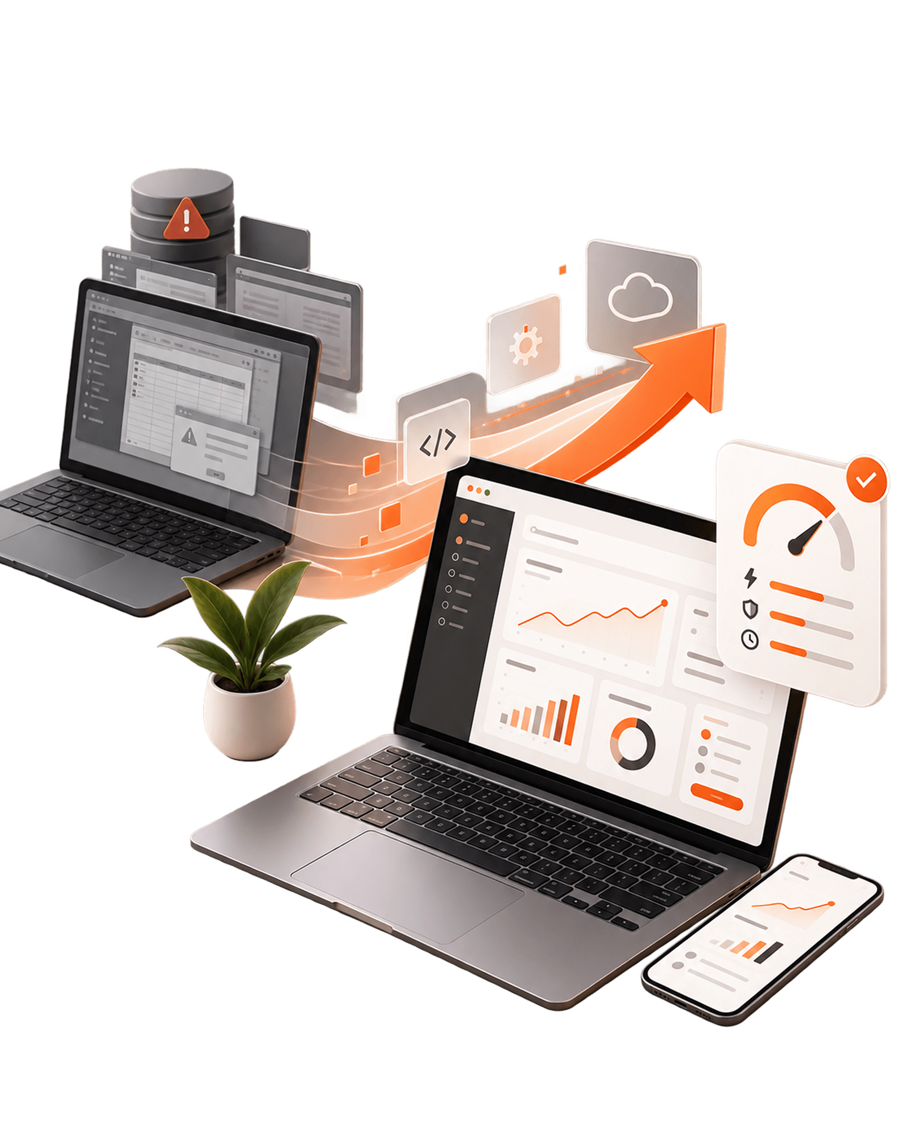 Modernised business software displayed on a laptop